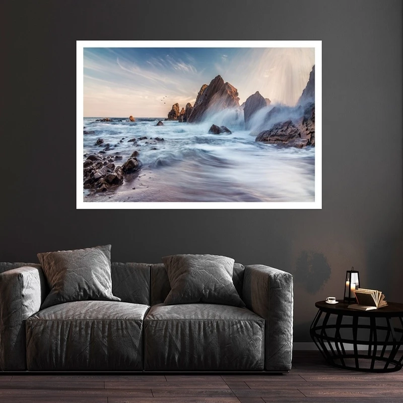 تابلو بکلیت طرح منظره ساحل کورونا کالیفرنیا مدل قاب شاسی W-s9010