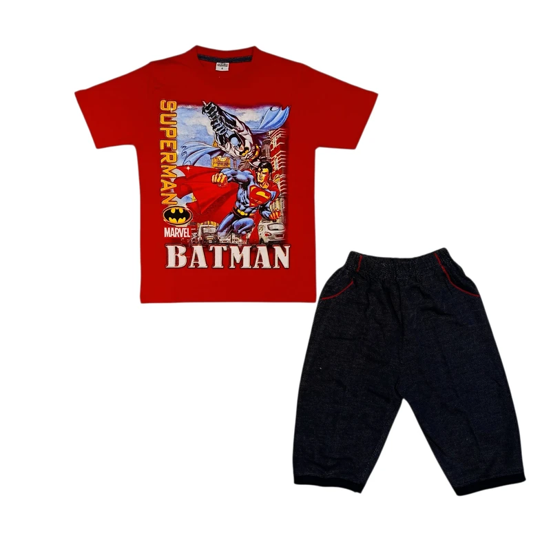 ست تی‌شرت آستین کوتاه و شلوارک راحتی پسرانه مدل بت من کد ASH1221