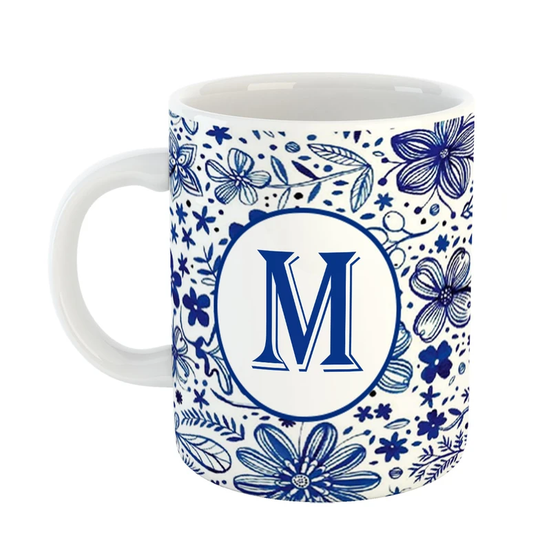 ماگ پادآفرین مدل گل طرح حرف M کد 38