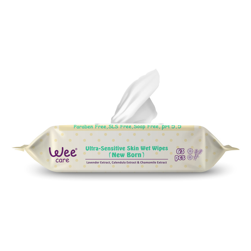 دستمال مرطوب کودک وی کر مدل sensitive skin بسته 63 عددی