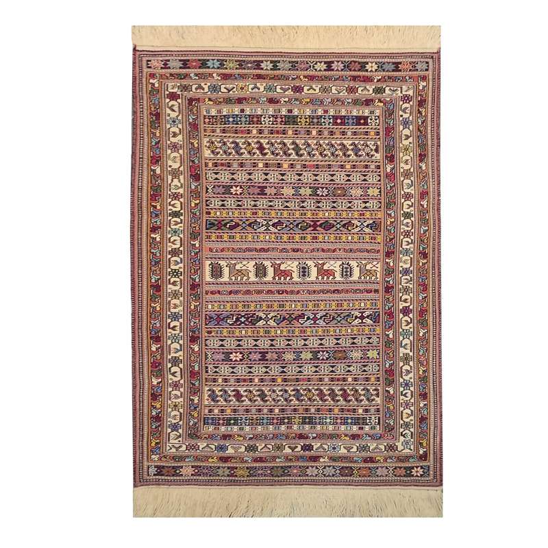 گلیم دستباف یک متری طرح سوزنی مدل AA252