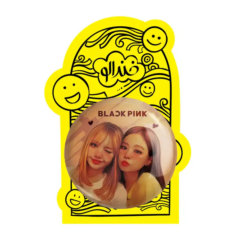 آینه جیبی خندالو طرح لیسا و جنی گروه بلک پینک Black Pink مدل تاشو کد 3123