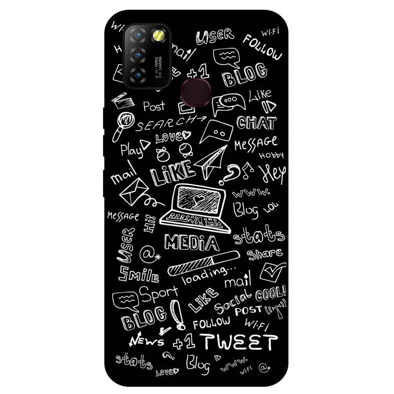 کاور مگافون طرح رسانه های اجتماعی مدل 1898 مناسب برای گوشی موبایل اینفینیکس Hot 10 Lite