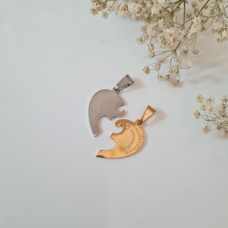 آویز گردنبند مدل قلب مکمل بسته 2 عددی