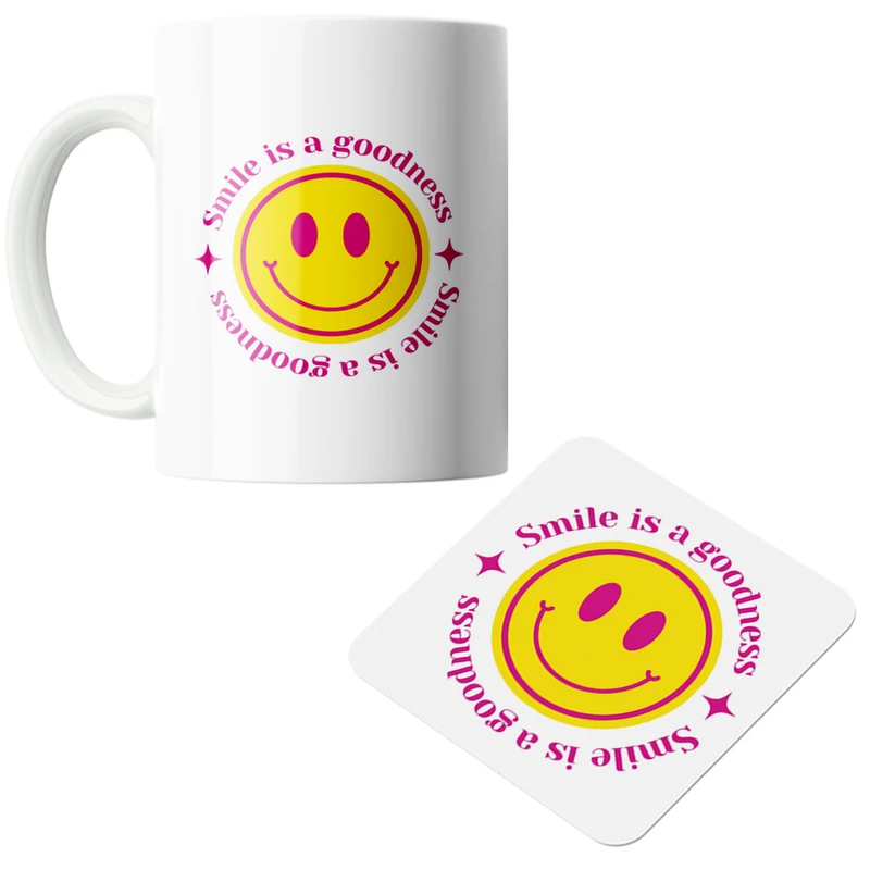 ماگ پاد آفرین مدل لبخند کد DKC294 به همراه زیر لیوانی