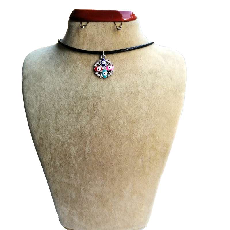 گردنبند چوکر دخترانه مدل چشم نظر چهار پر
