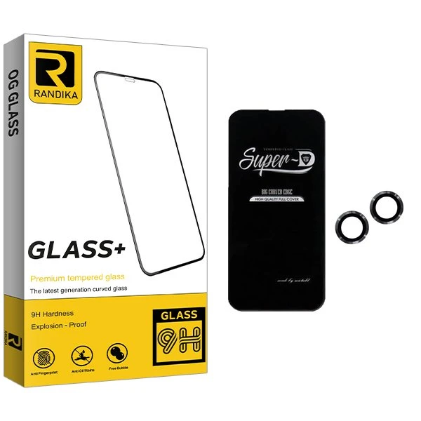 محافظ صفحه نمایش راندیکا مدل RK SuperD مناسب برای گوشی موبایل اپل iPhone 13  به همراه محافظ لنز گوشی