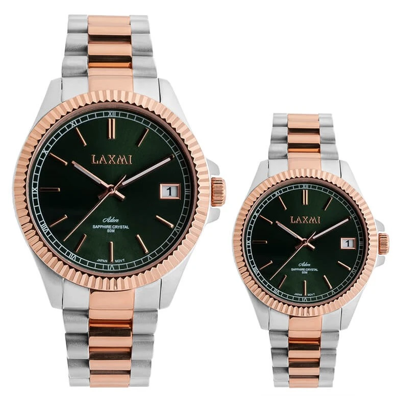 ست ساعت مچی عقربه ای زنانه و مردانه لاکسمی مدل L-8506-22