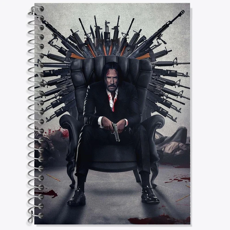 دفتر زبان 50 برگ خندالو مدل سه خط طرح جان ویک John Wick کد 28557