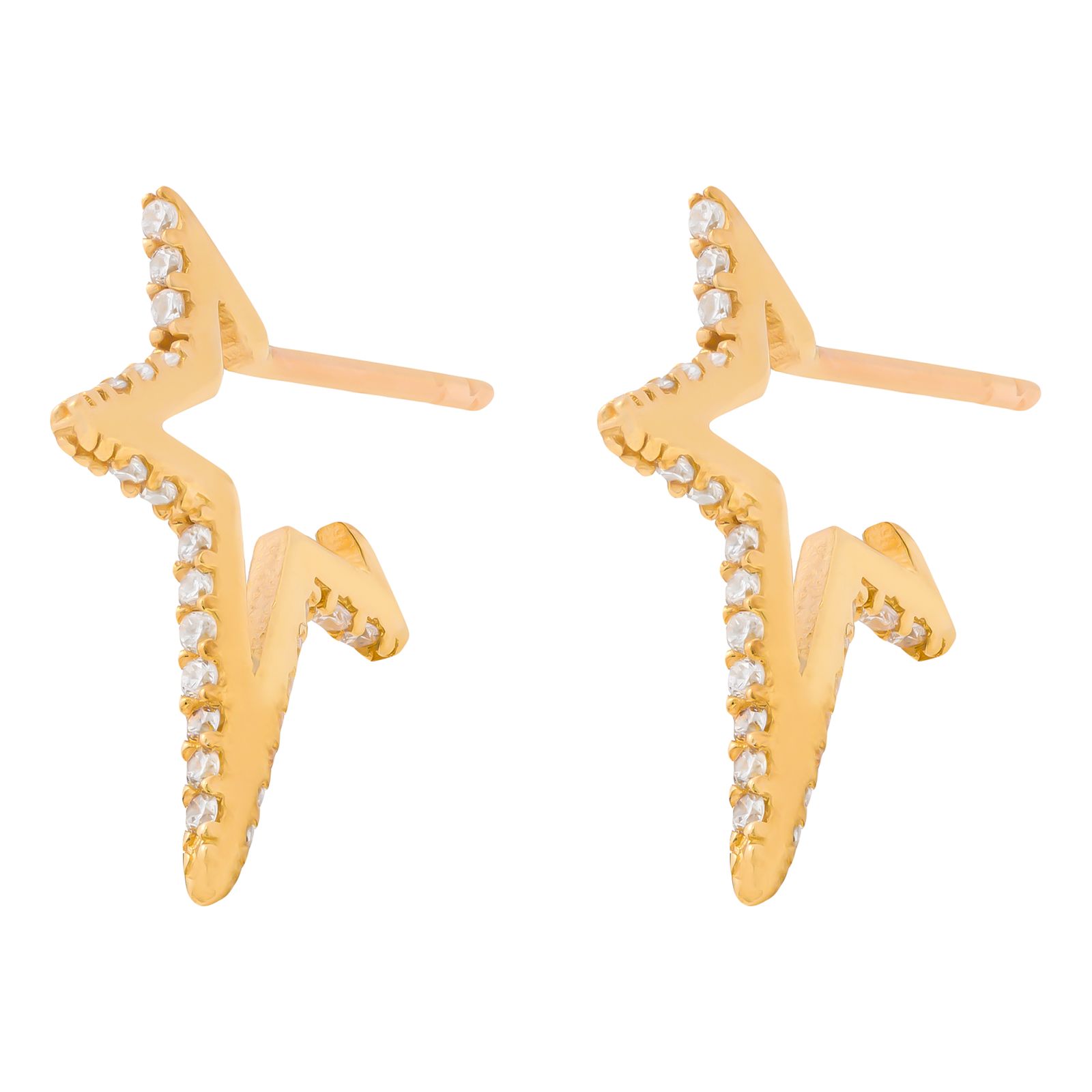 گوشواره میخی طلا 18 عیار زنانه وی گالری مدل ستاره کد E0098 -  - 1