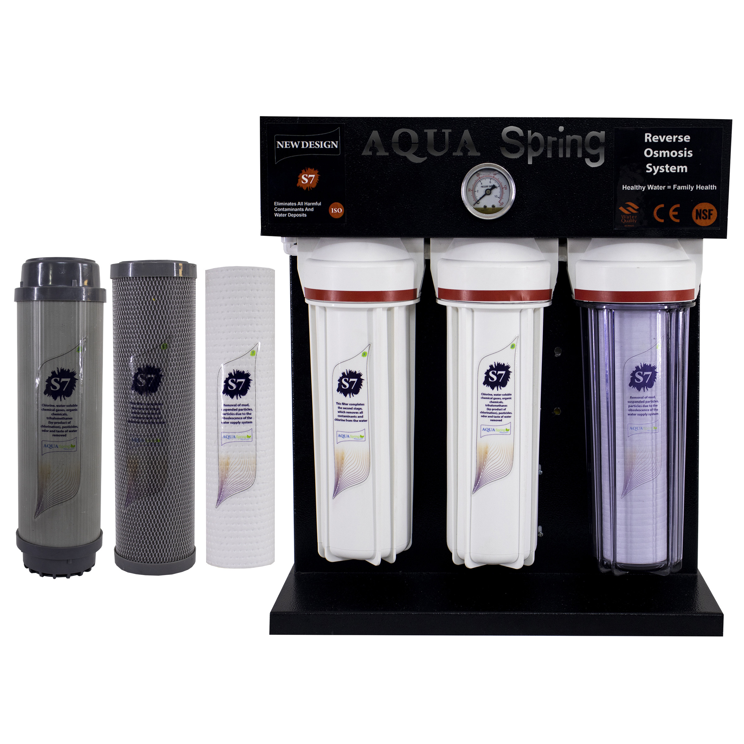 دستگاه تصفیه کننده آب آکوآ اسپرینگ مدل RO-S7-BZ 7001 به همراه فیلتر مجموعه سه عددی
