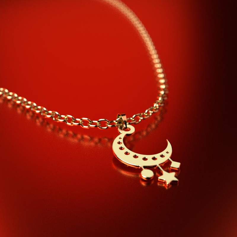 آویز گردنبند طلا 18 عیار زنانه مدوپد مدل ماه کد PA1-15039