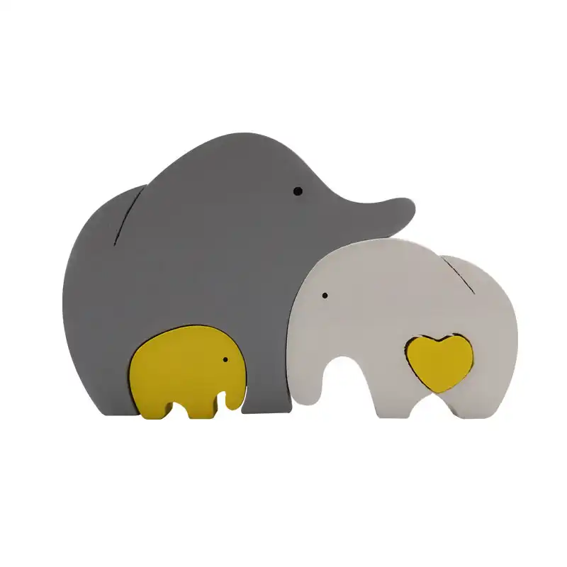 اسباب بازی چوبی طرح پازل فیل قلبی مدل MKT11D مجموعه 4 عددی