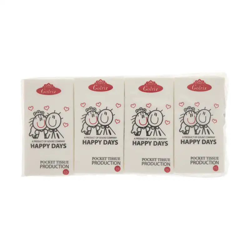 دستمال جیبی 10 برگ گلریز مدل Happy Days بسته 12عددی
