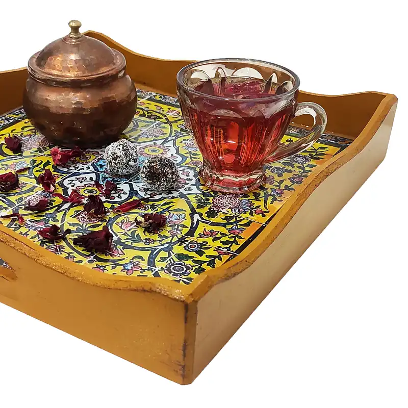 سینی چوبی مدل کاشی رزینی کد kh30