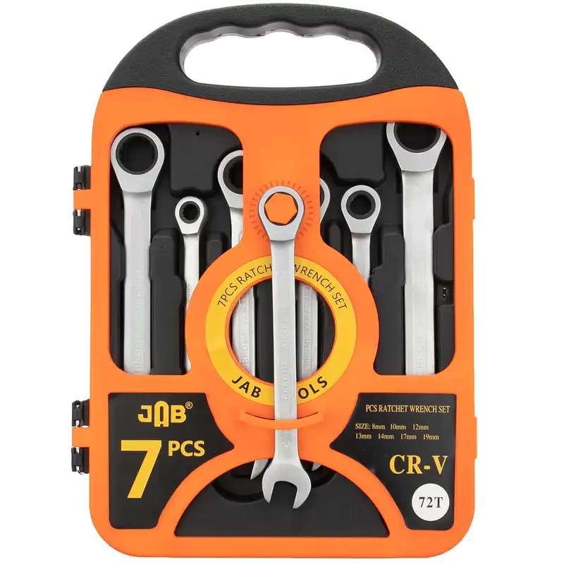 آچار یک سر تخت یک سر جغجغه ای جاب مدل J-10007 مجموعه 7 عددی