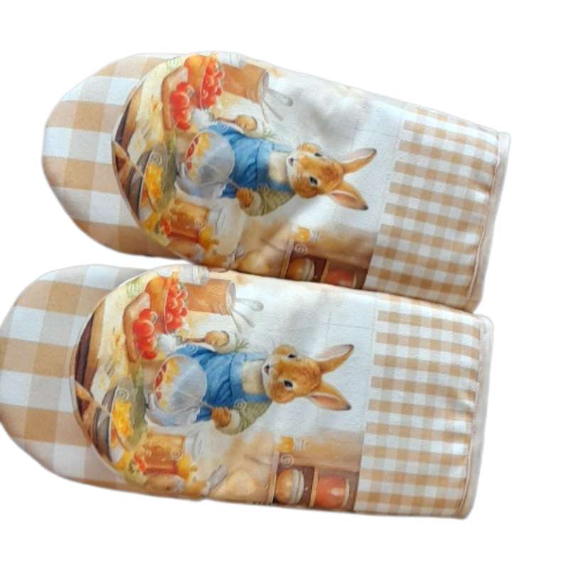 دستکش فر طرح خرگوش مدل سنجدی کد M-18569-O بسته 2 عددی