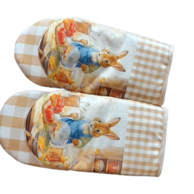 دستکش فر طرح خرگوش مدل سنجدی کد M-18569-O بسته 2 عددی