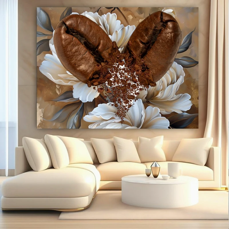 پوستر طرح دانه قهوه مدل قلب کد FP106575