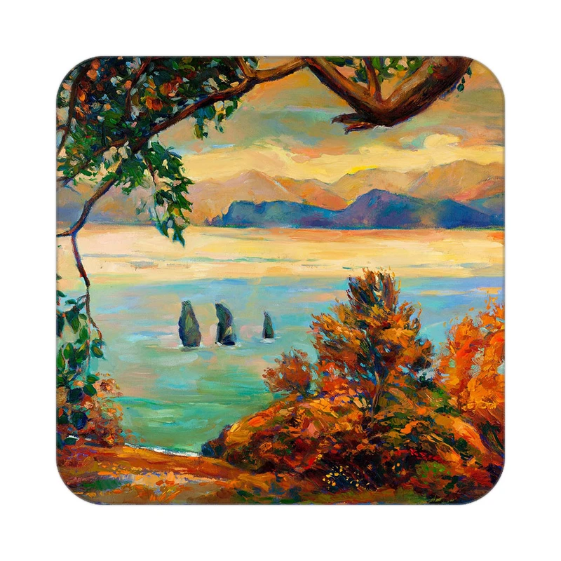 زیر لیوانی کاکتی طرح نقاشی رنگ روغن مدل mg10622