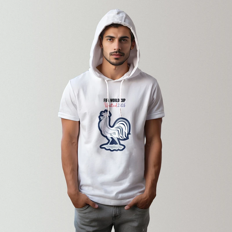 تی شرت کلاه دار مردانه مدل جام جهانی 2026 طرح تیم فرانسه