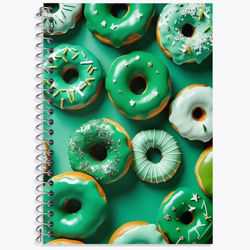 دفتر زبان 50 برگ خندالو مدل دو خط طرح دونات سبز کد N5458