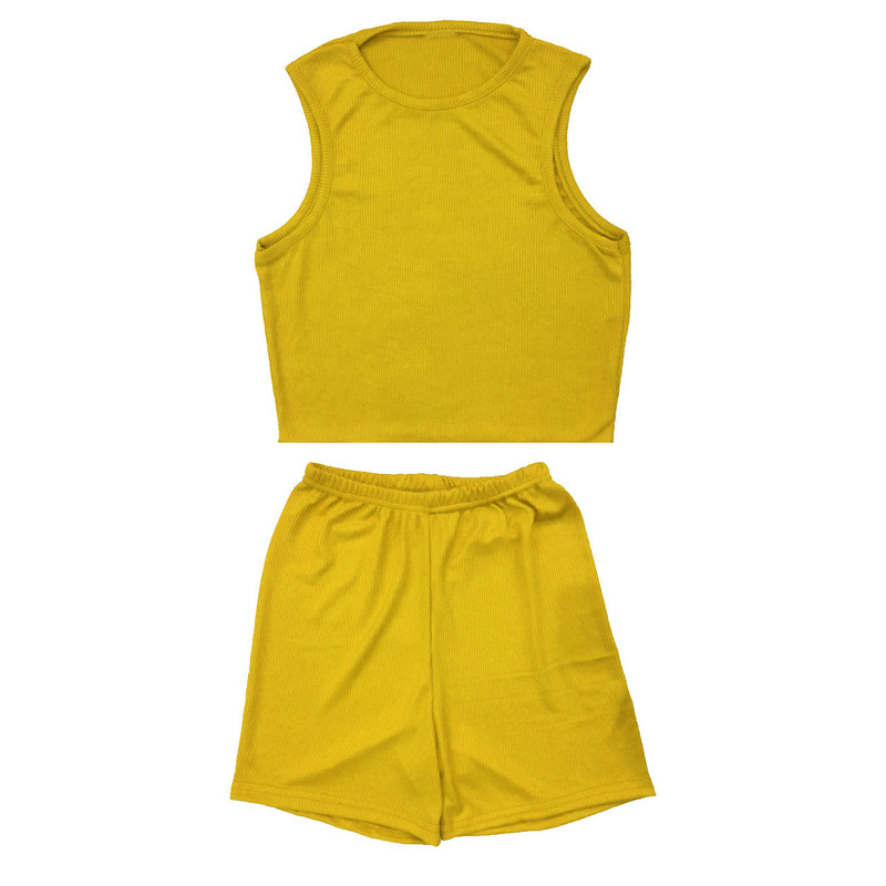 ست تاپ و شلوارک زنانه مدل SIMPLE فانریپ کد tm-2427 رنگ زرد