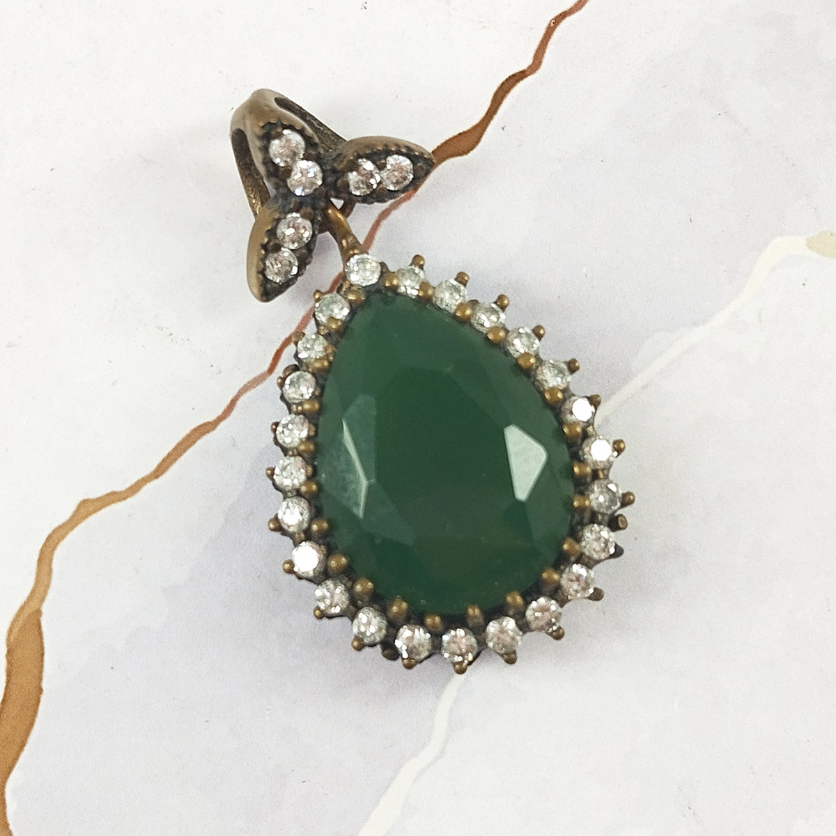 آویز گردنبند نقره زنانه سلین کالا مدل زمرد کد 11