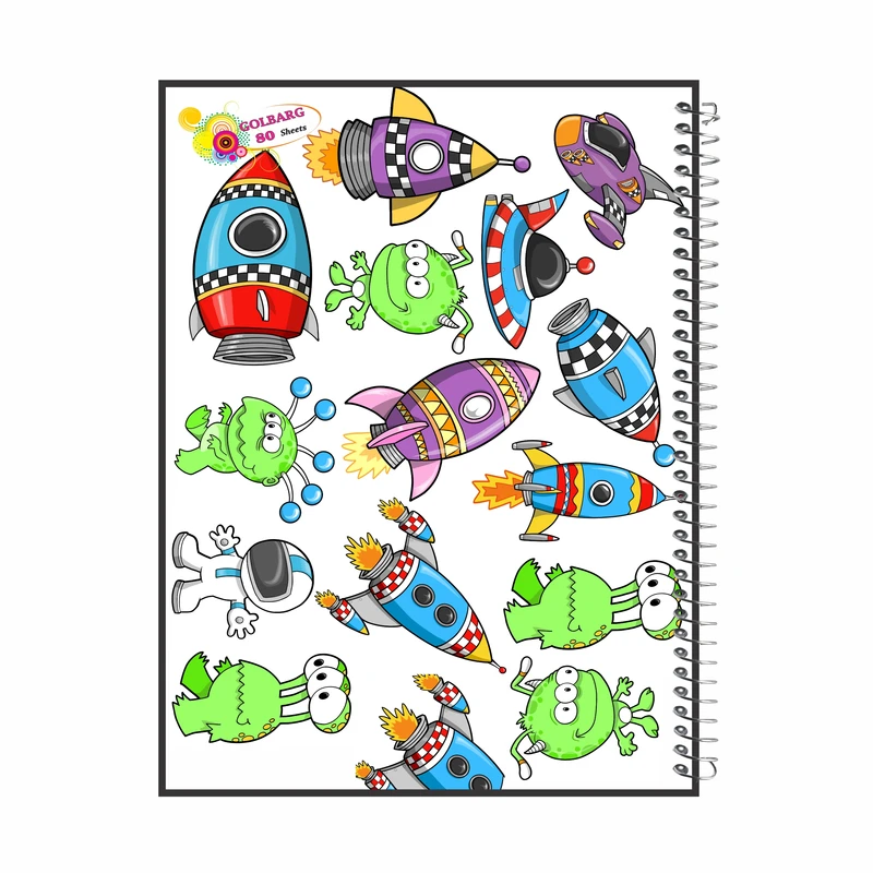 دفتر مشق 80 برگ گلبرگ طرح فضانوردی کد 80987