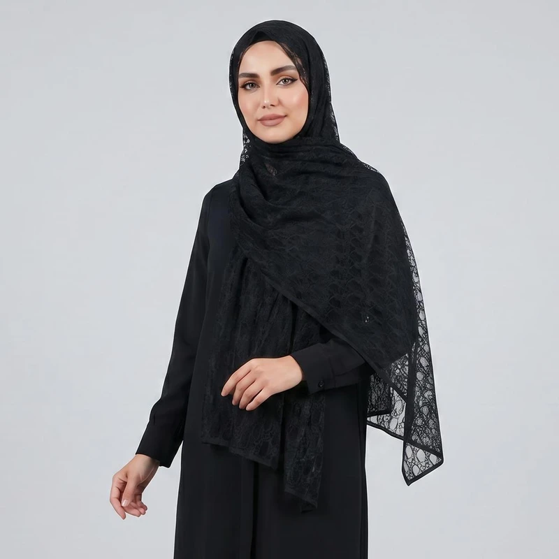 شال زنانه مدل ساده حریر توری نازک