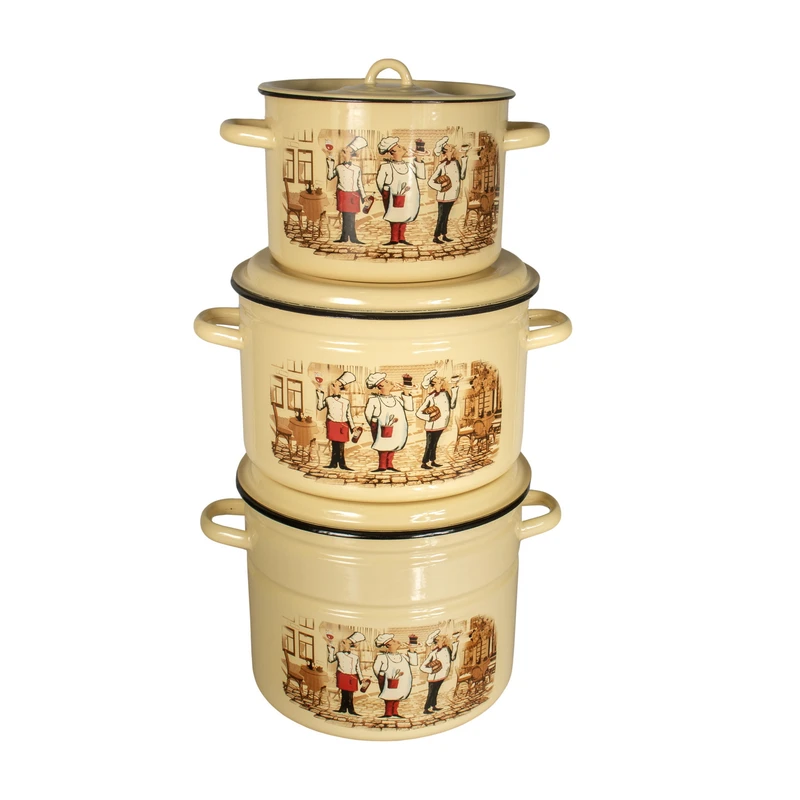 سرویس قابلمه لعابی 6 پارچه طرح سرآشپز کد 310203