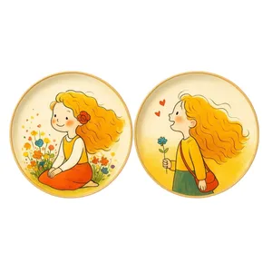 بشقاب دیوار کوب سفالی طرح شادی کد D256 مجموعه دو عددی