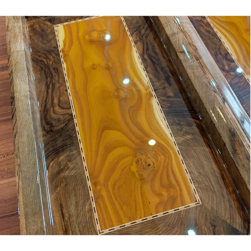 عکس شماره 8 : صفحه شطرنج معرق کاری مدل ترکیبی ریشه گردو و سنجد کد t4