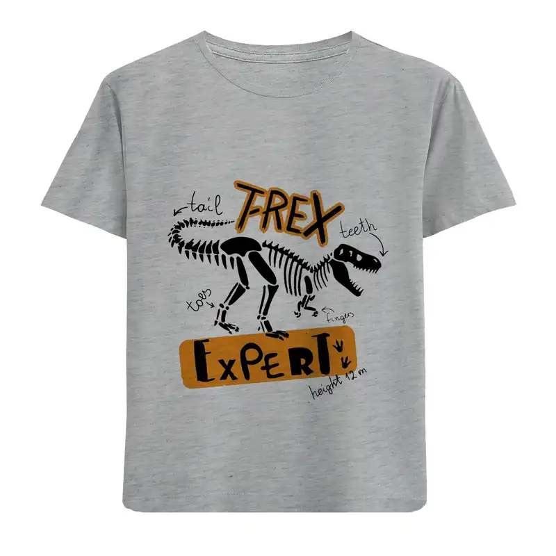 تی شرت آستین کوتاه بچگانه مدل اسکلت دایناسور D310