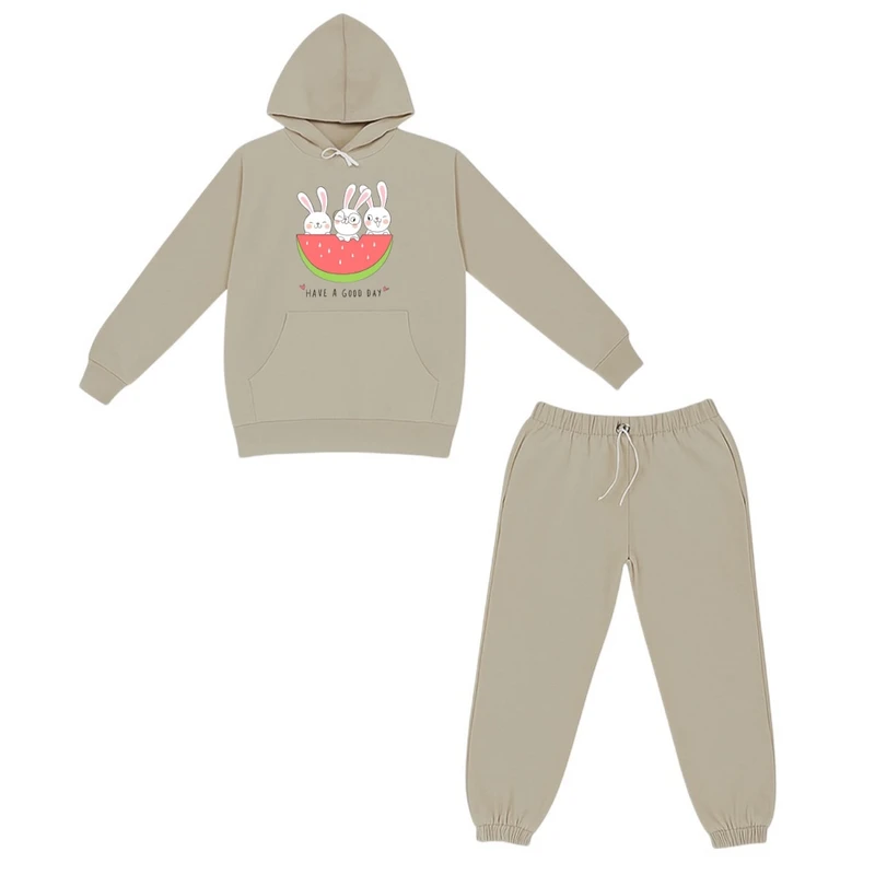 ست هودی و شلوار راحتی بچگانه مدل خرگوش یلدایی کد v15 