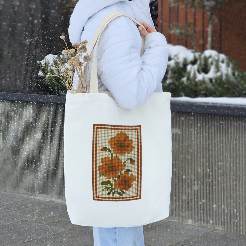 ساک خرید خندالو طرح گل پیکسلی کد 10331