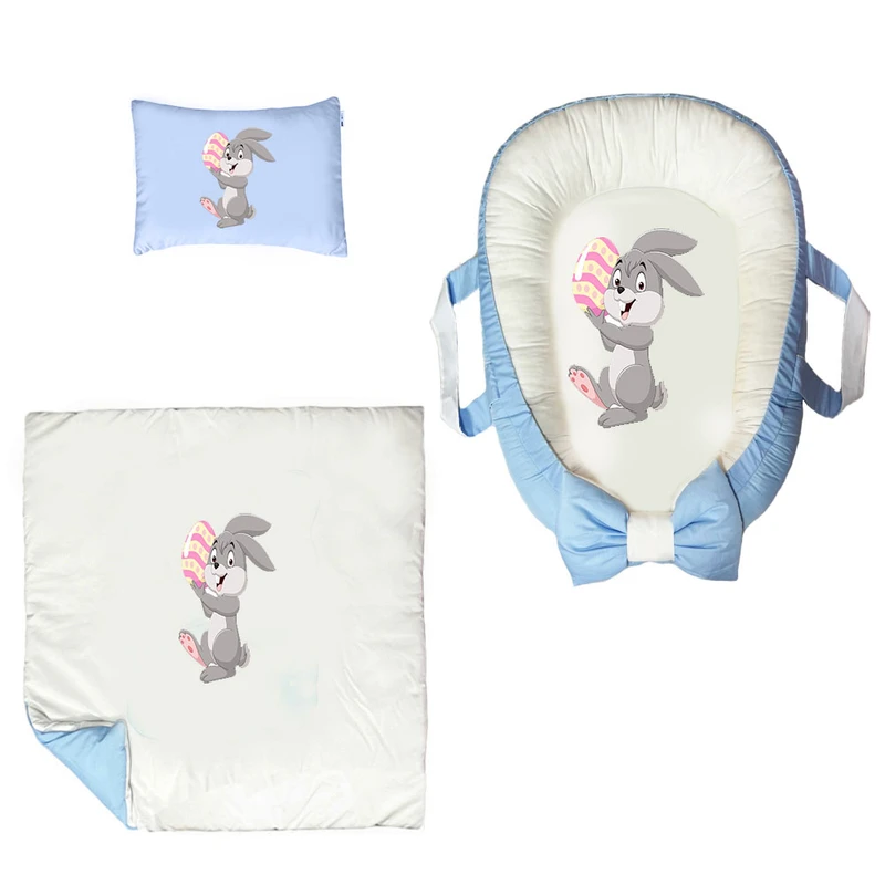 سرویس خواب سه تکه نوزاد ناریکو مدل گارد محافظ دار طرح خرگوش کد 030 