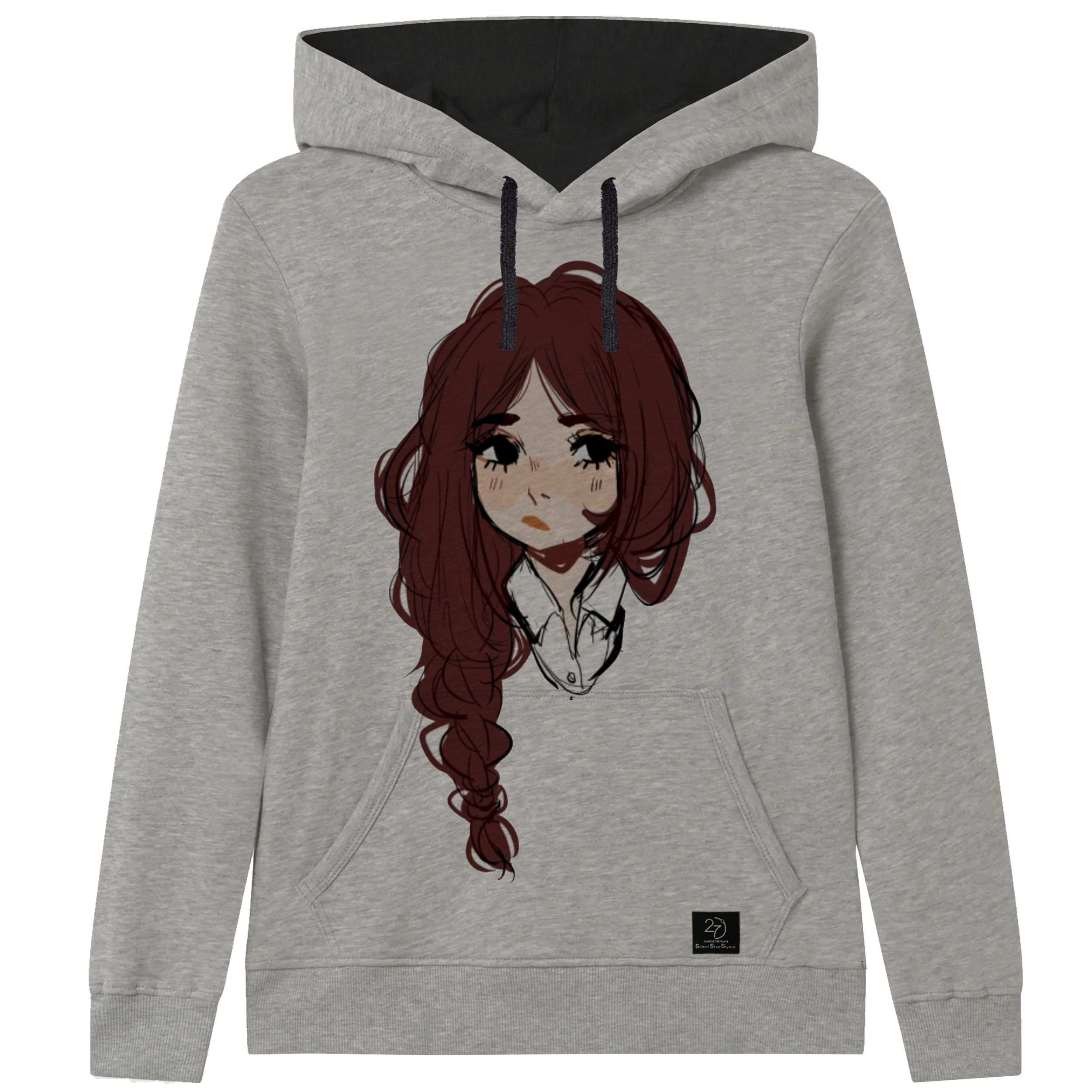 هودی دخترانه 27 مدل GIRL کد J42 رنگ طوسی