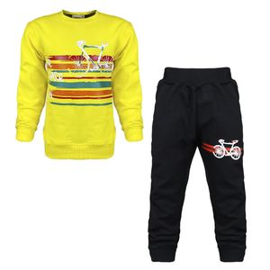 ست سویشرت و شلوار پسرانه مدل دوچرخه رنگ زرد