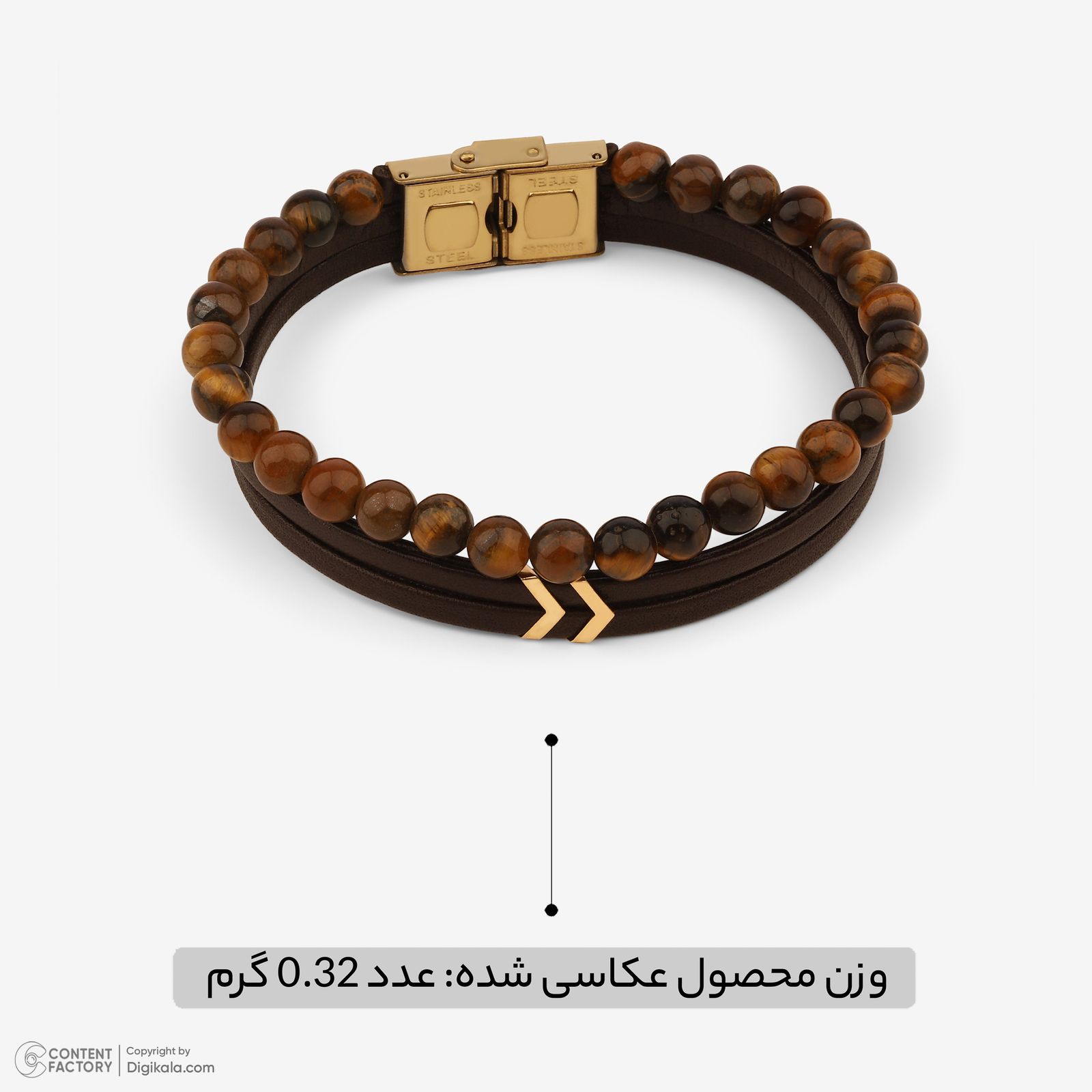 دستبند طلا 18 عیار مردانه با بند چرمی وی گالری مدل فلش کد LBB3300 -  - 8