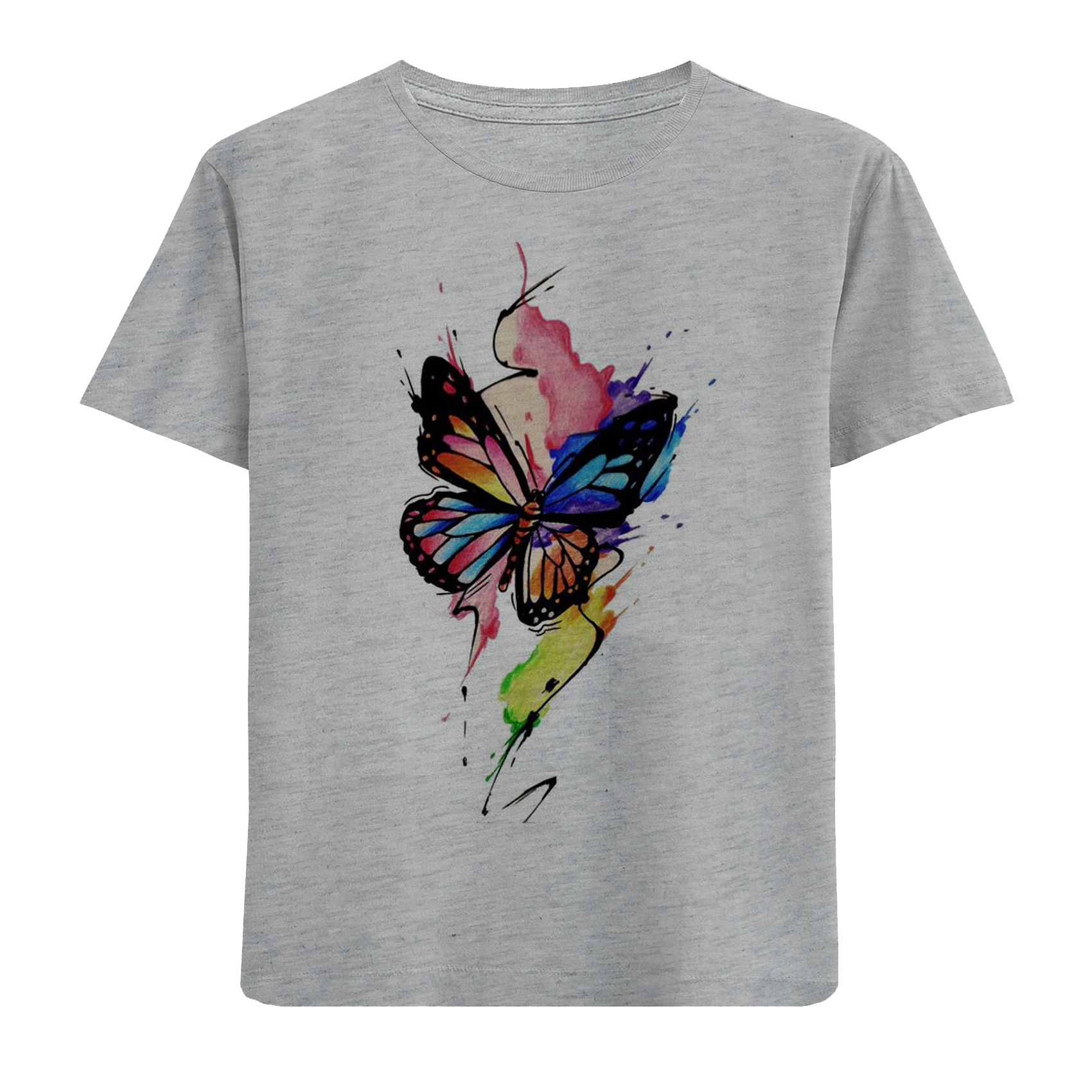 تی شرت آستین کوتاه دخترانه مدل پروانه کد  N18