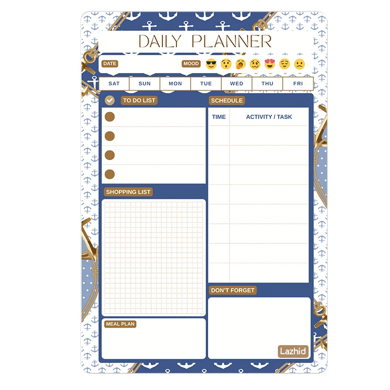 تخته وایت برد لاژید طرح پلنر روزانه سایز 20X30 سانتیمتر