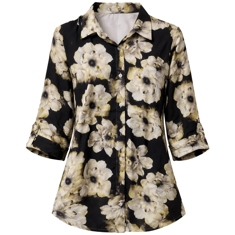 شومیز آستین سه ربع یقه برگردان زنانه مدل گلبرگ کد 6