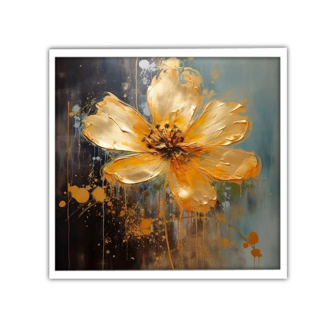 تابلو نوری بکلیت طرح نقاشی گل طلایی مدل W-MID-19487