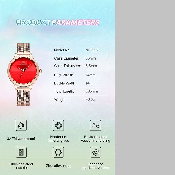 ساعت مچی عقربه ای زنانه نیوی فورس مدل 5027RD -  - 3