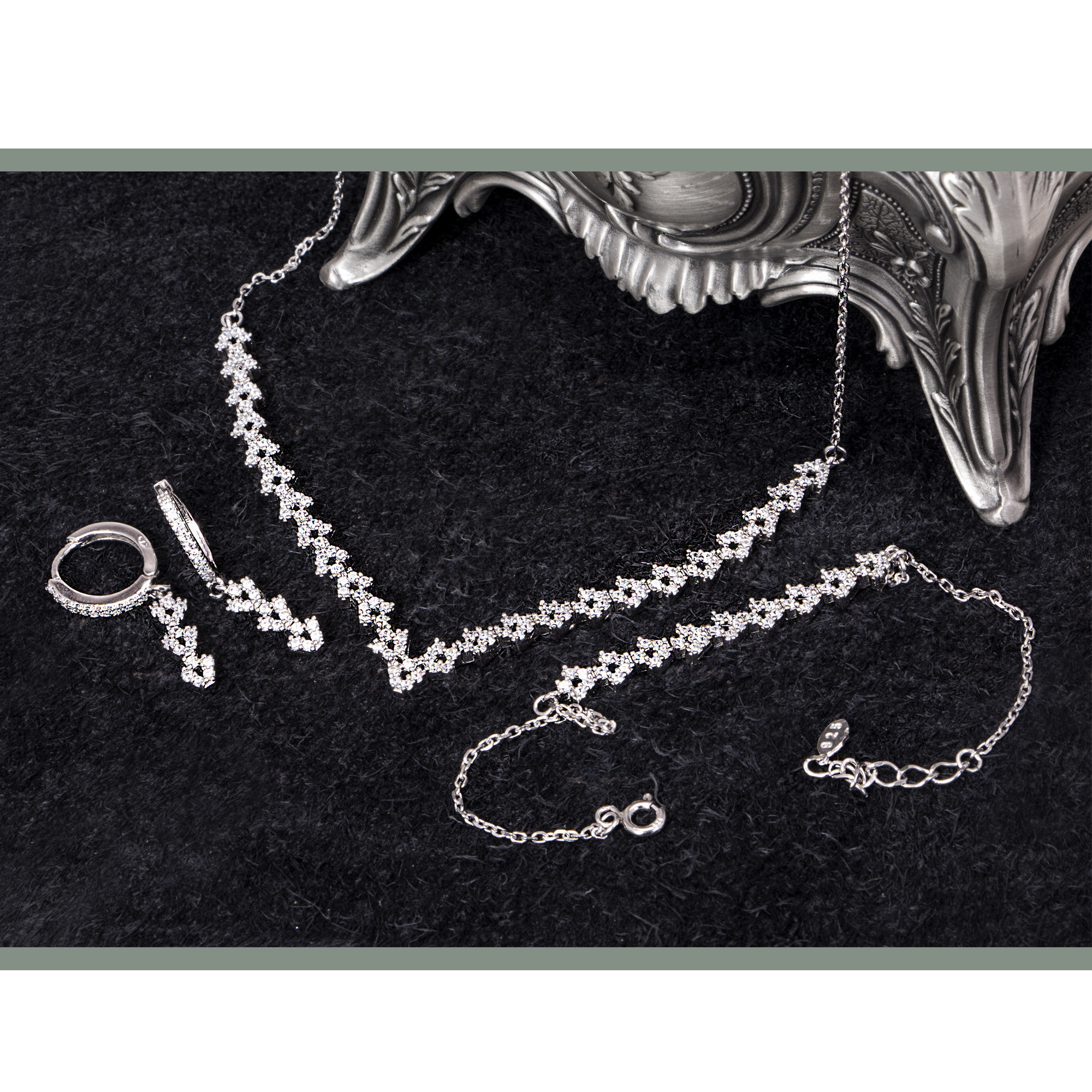 نیم ست نقره زنانه مدل GTA-682