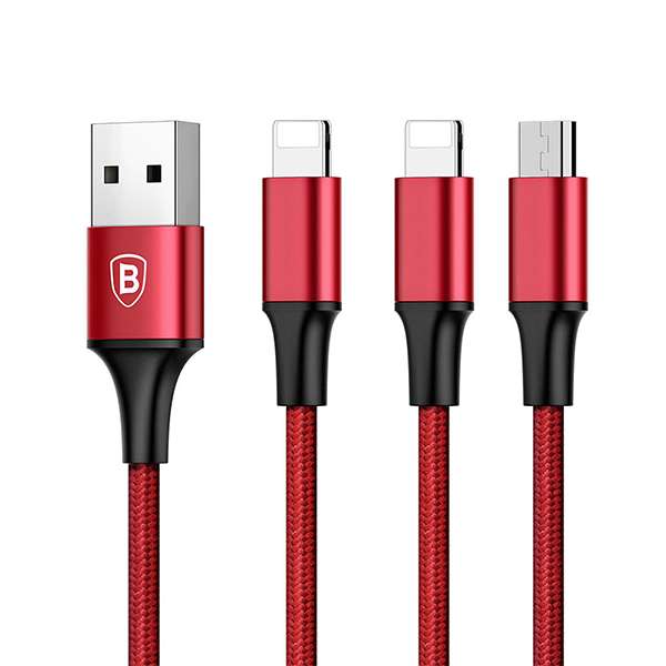 کابل تبدیل USB به لایتنینگ /MicroUSB/لایتنینگ باسئوس مدل CAMLL-SU09 طول 1.2 متر
