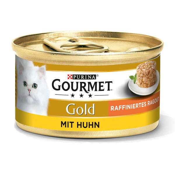 کنسرو غذای گربه گورمت مدل MIT HUHN وزن 85 گرم