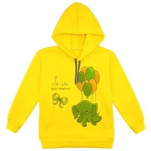 هودی دخترانه مدل فیل و بادکنک F31 رنگ زرد