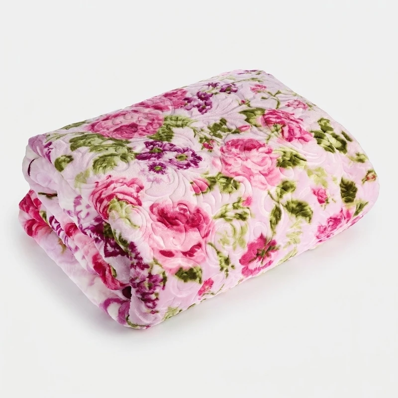 پتو دو نفره گلبافت مدل گلدار پرسی سایز 240x220 سانتی‌متر